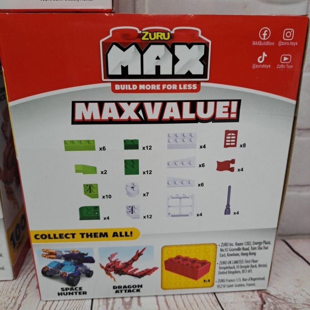 Lot of 3 Zuru Max Build, Space Hunter, Dragon Attack, Knights Castle, Sealed NIB - Picture 7 of 11